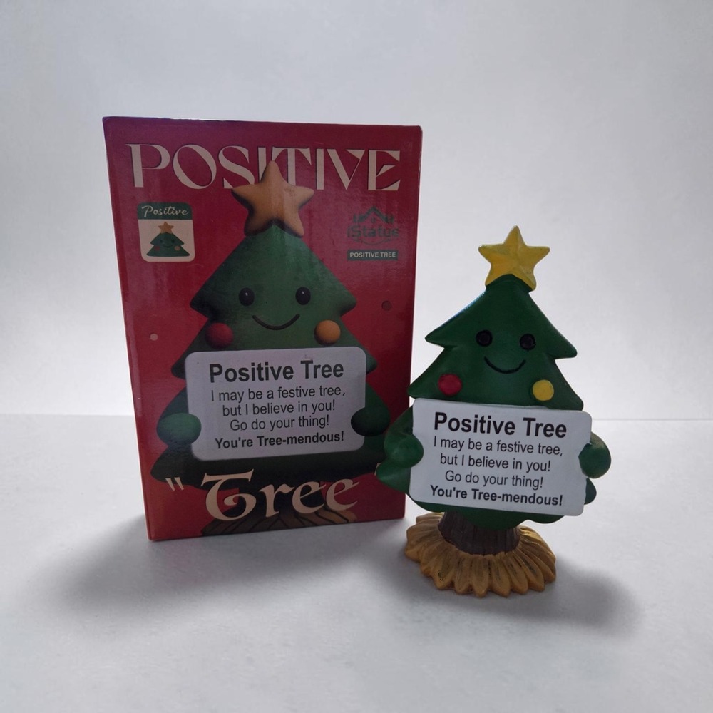 iStatue Positive Tree Holiday Figurine Motivational Decor Green 5" Christmas